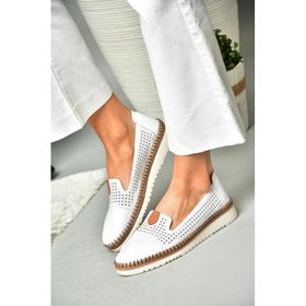 Fox Shoes P555500103 Beyaz Hakiki Deri Kadın Ayakkabı