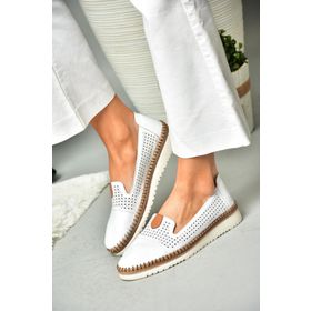 Fox Shoes P555500103 Beyaz Hakiki Deri Kadın Ayakkabı