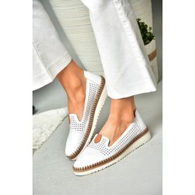 Fox Shoes P555500103 Beyaz Hakiki Deri Kadın Ayakkabı
