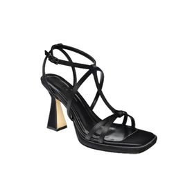 Fox Shoes P569213304 Siyah Saten Kumaş Kalın Topuklu Kadın Abiye Ayakkabı