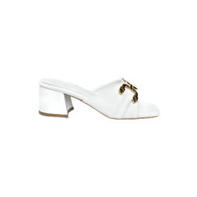 Fox Shoes P590131409 Beyaz Tokalı Kalın Topuklu Kadın Terlik