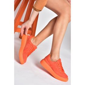 Fox Shoes P602045002 Turuncu Süet Kadın Spor Ayakkabı