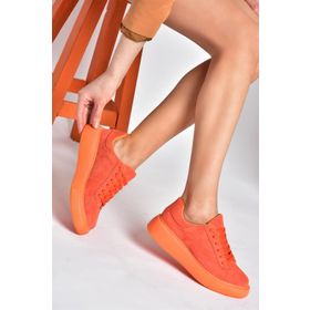 Fox Shoes P602045002 Turuncu Süet Kadın Spor Ayakkabı