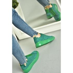 Fox Shoes P602045002 Yeşil Süet Kadın Spor Ayakkabı