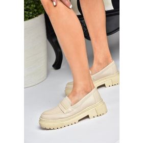 Fox Shoes P6520345009 Bej Kalın Tabanlı Kadın Günlük Ayakkabı
