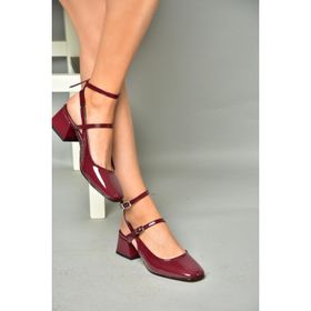 Fox Shoes P6541370 08 Bordo Rugan Mary Jane Alçak Topuklu Kadın Ayakkabı
