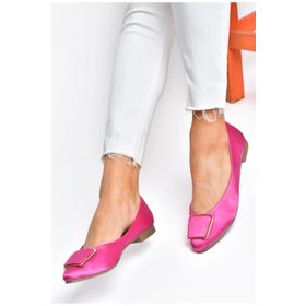 Fox Shoes P726776304 Fuşya Saten Kumaş Kadın Babet