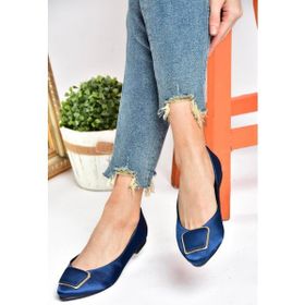 Fox Shoes P726776304 Lacivert Saten Kumaş Kadın Babet