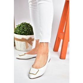 Fox Shoes P726776309 Beyaz Toka Aksesuarlı Kadın Babet