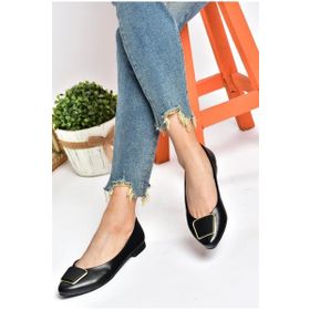 Fox Shoes P726776309 Siyah Toka Aksesuarlı Kadın Babet
