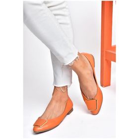 Fox Shoes P726776309 Turuncu Toka Aksesuarlı Kadın Babet