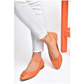 Fox Shoes P726776309 Turuncu Toka Aksesuarlı Kadın Babet
