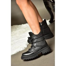 Fox Shoes R274510004 Siyah Kumaş Kalın Tabanlı Kadın Bot