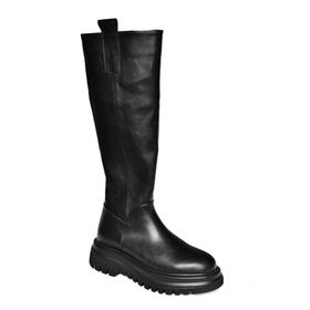 Fox Shoes R312401309 Siyah Suni Deri Kalın Tabanlı Kadın Çizme