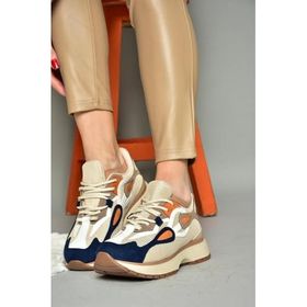 Fox Shoes R3125105 04 Bej Lacivert Kumaş Kadın Spor Ayakkabı
