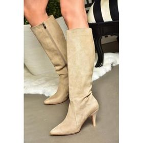 Fox Shoes R372453002 Ten Süet İnce Topuklu Kadın Çizme