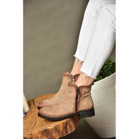 Fox Shoes R374050402 Vizon Süet Alçak Tabanlı Kadın Bot