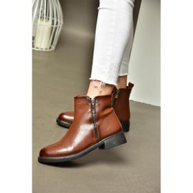 Fox Shoes R374050409 Taba Suni Deri Alçak Tabanlı Kadın Bot