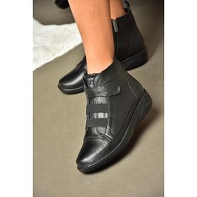 Fox Shoes R555001103 Siyah Deri Comfort Ortopedik Taban Kadın Bot