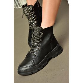 Fox Shoes R602889909 Siyah Taş Detaylı Kadın Bot