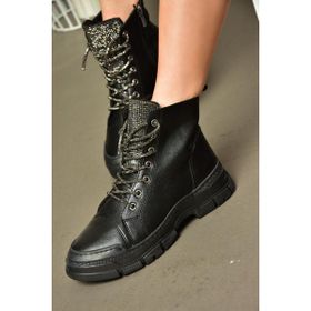 Fox Shoes R602889909 Siyah Taş Detaylı Kadın Bot