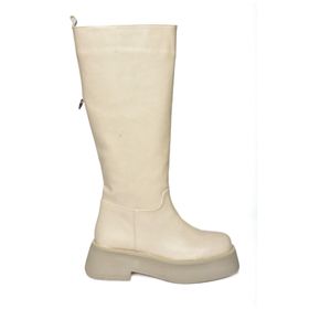 Fox Shoes R610067009 Bej Suni Deri Kalın Tabanlı Kadın Çizme