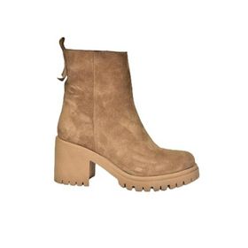 Fox Shoes R654006502 Taba Süet Kalın Topuklu Kadın Bot