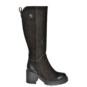 Fox Shoes R654034003 Siyah Hakiki Deri Kalın Topuklu Kadın Çizme