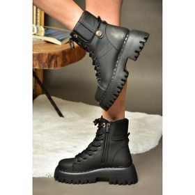 Fox Shoes R973970109 Siyah Kalın Tabanlı Günlük Kadın Bot