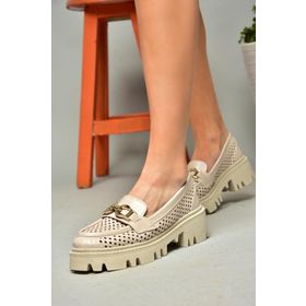 Fox Shoes S2502426 09 Bej Kalın Tabalı Kadın Ayakkabı