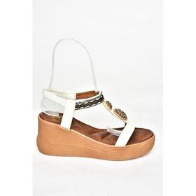 Fox Shoes S2581360 09 Dolgu Tabanlı Beyaz Kadın Sandalet