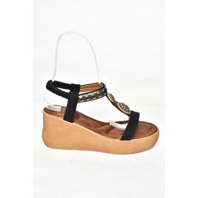 Fox Shoes S2581360 09 Dolgu Tabanlı Siyah Kadın Sandalet