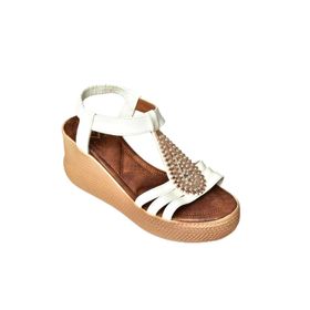 Fox Shoes S2581610 09 Dolgu Tabanlı Beyaz Kadın Sandalet