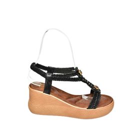 Fox Shoes S2581880 09 Dolgu Tabanlı Siyah Kadın Sandalet