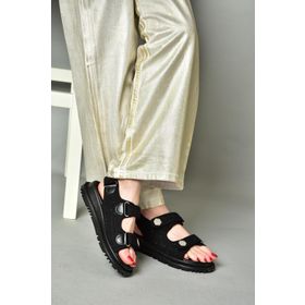 Fox Shoes S2671220 04 Kumaş Siyah Kadın Sandalet