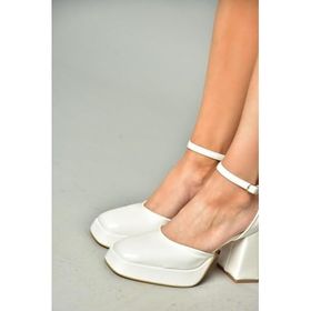 Fox Shoes S2820303 08 Beyaz Rugan Kalın Topuklu Kadın Ayakkabı