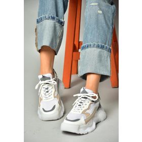 Fox Shoes S3126124 04 Beyaz Kumaş Kalın Tabanlı Kadın Spor Ayakkabı