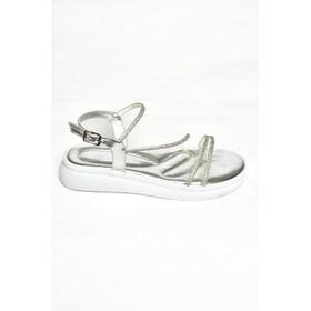 Fox Shoes S4040851 09 Alçak Tabanlı Gümüş Kadın Sandalet