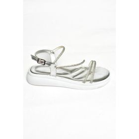 Fox Shoes S4040851 09 Alçak Tabanlı Gümüş Kadın Sandalet
