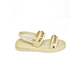 Fox Shoes S518105609 Bej Gold Zincir Detaylı Kadın Sandalet