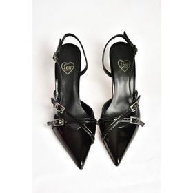 Fox Shoes S654071908 Siyah Rugan Kısa Topuklu Kadın Ayakkabı