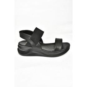 Fox Shoes S713330809 Bileği Lastikli Siyah Suni Deri Kadın Sandalet