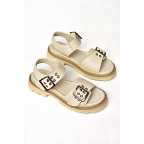 Fox Shoes S996074009 Bej Suni Deri Kadın Sandalet
