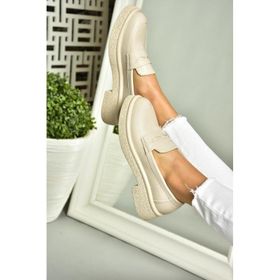 Fox Shoes S9963100 09 Bej Kalın Tabanlı Günlük Kadın Ayakkabı