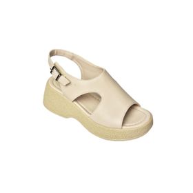 Fox Shoes S996945009 Yüksek Tabanlı Bej Suni Deri Kadın Sandalet