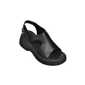 Fox Shoes S996945009 Yüksek Tabanlı Siyah Suni Deri Kadın Sandalet