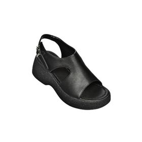 Fox Shoes S996945009 Yüksek Tabanlı Siyah Suni Deri Kadın Sandalet