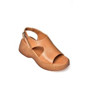 Fox Shoes S996945009 Yüksek Tabanlı Taba Suni Deri Kadın Sandalet