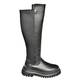 Fox Shoes T312104309 Siyah Yüksek Tabanlı Arkası Lastikli Kadın Çizme