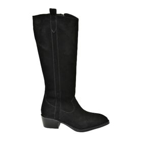 Fox Shoes T480142802 Siyah Süet Alçak Topuklu Kadın Çizme